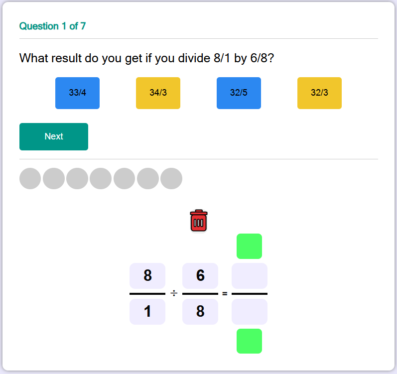 Dividing Fractions Quiz