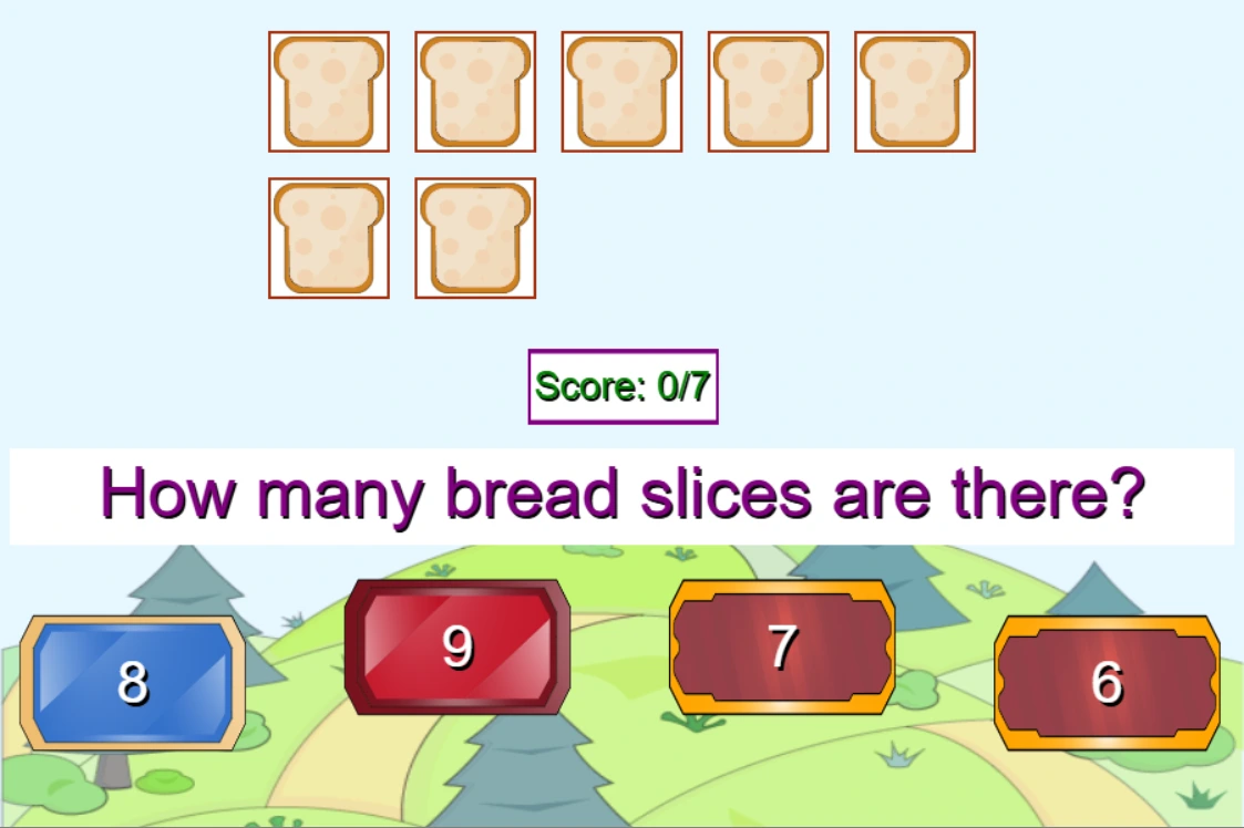 Learning to count from 1 to 10 math game