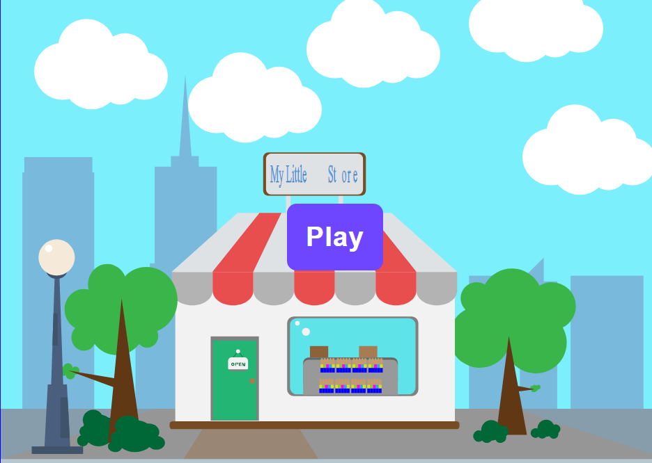 My Little Store Math Game, Opening Screen of the game