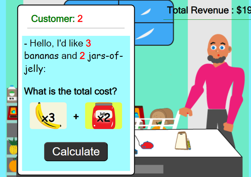 My Little Store Math Game, internal structure of the game