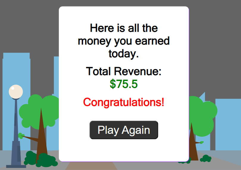My Little Store Math Game, internal structure of the game