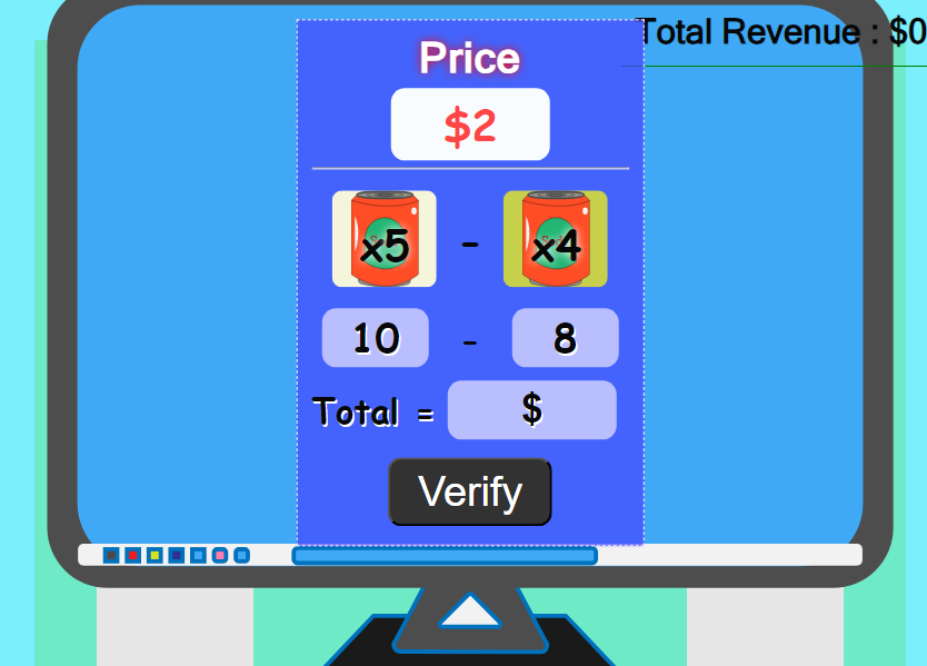 My Little Store Math Game, internal structure of the game