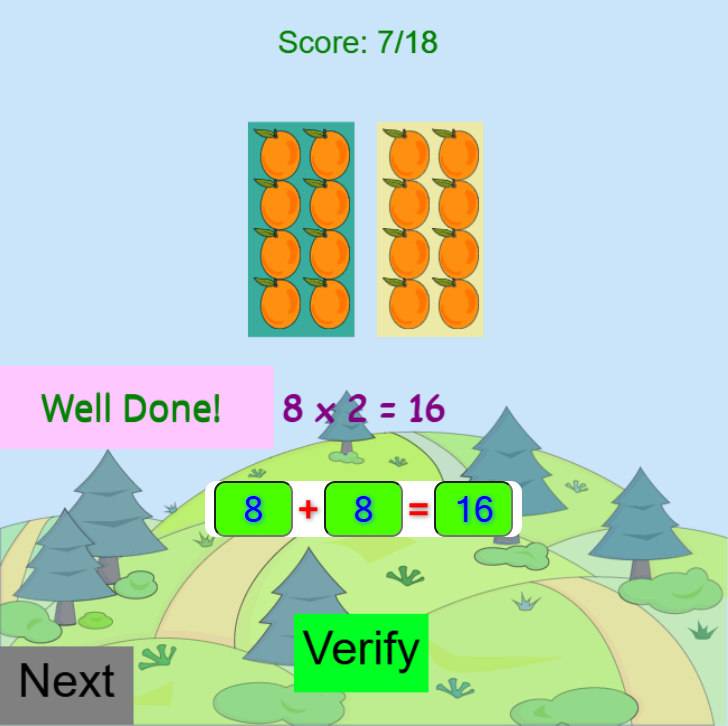 Repeated addition with groups to multiply game