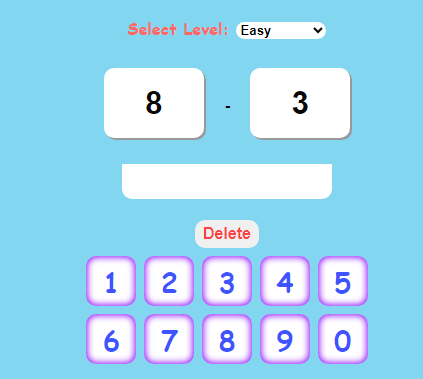 Subtraction Easy Quiz