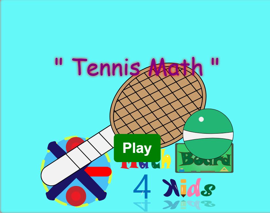 Tennis math game for kids