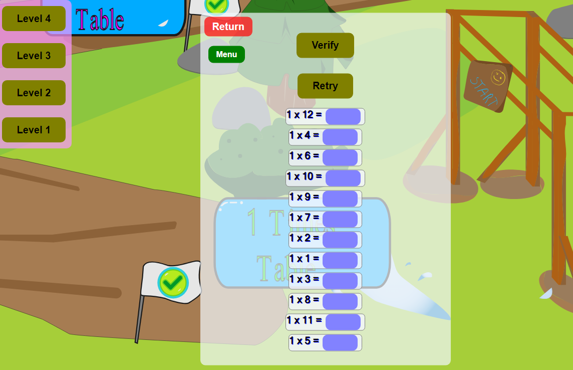 game about multiplication tables level 4