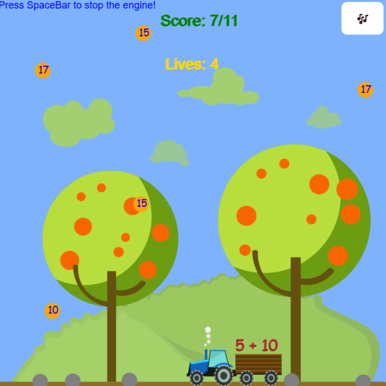 Tractor Addition Math Game